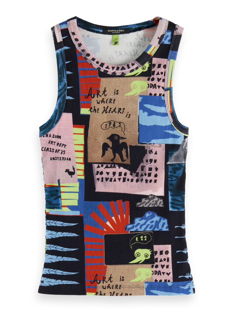 All Over Printed Rib Racer Tank