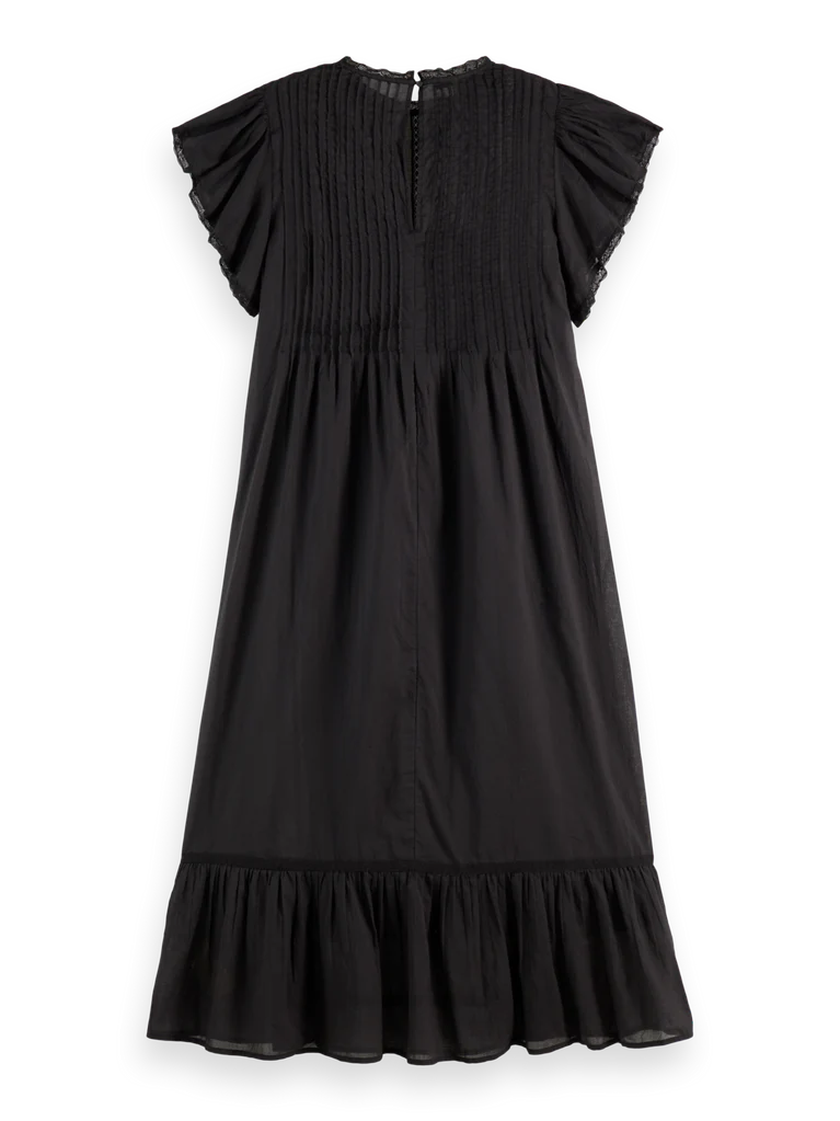 Maxi Dress With Pleated Lace Details