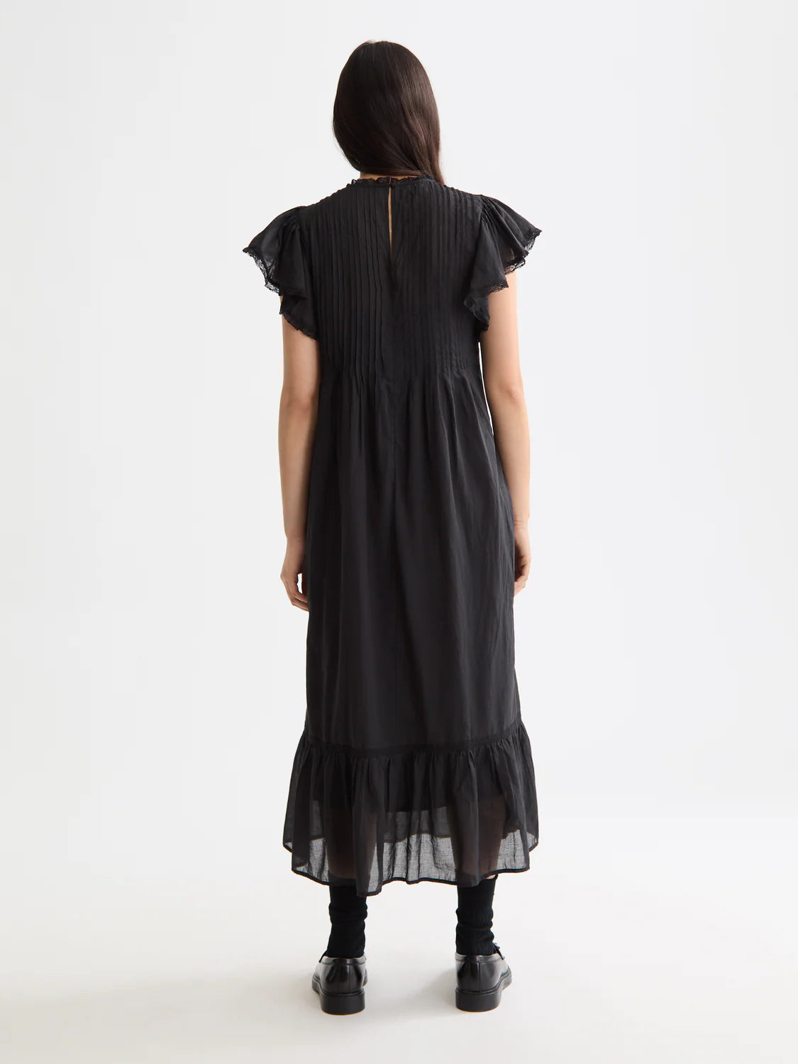 Maxi Dress With Pleated Lace Details