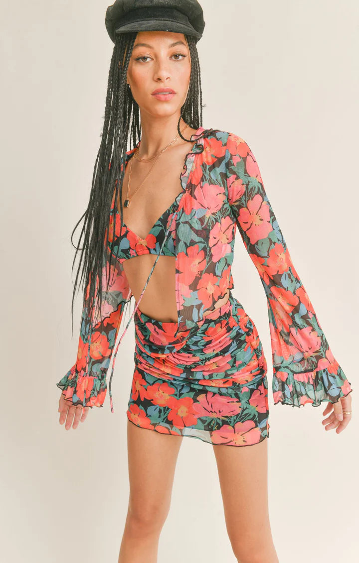 Ensemble Cardigan Bralette Vintage Tropics