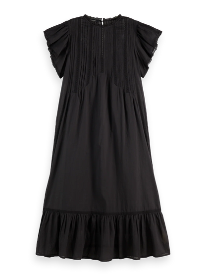 Maxi Dress With Pleated Lace Details