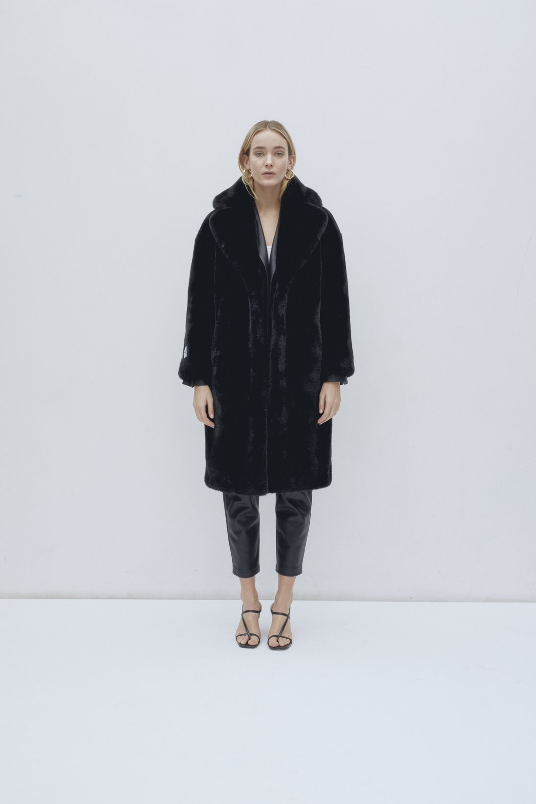 Katie Faux Fur Long Coat 'Wear & Care' Black